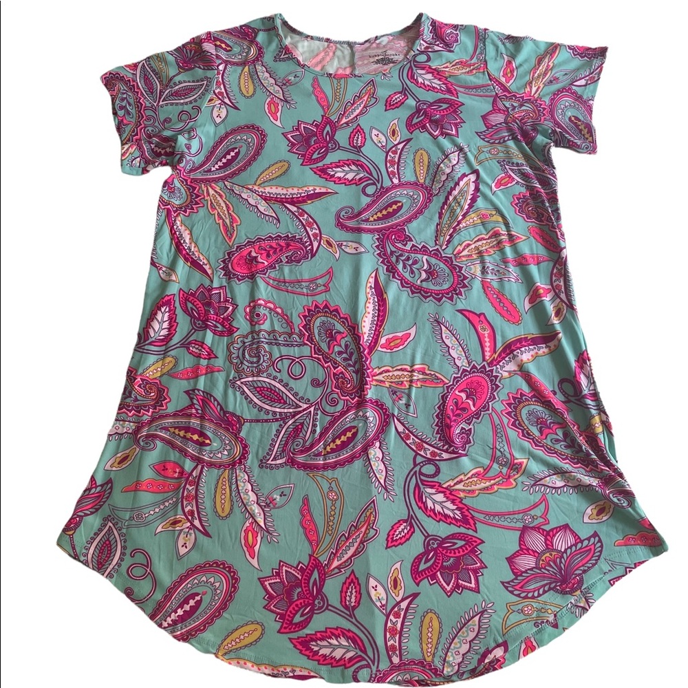 Bobbie Brooks Soft Knit Dress. New. 2X. Turquoise and Pink. Polyester/Spandex.